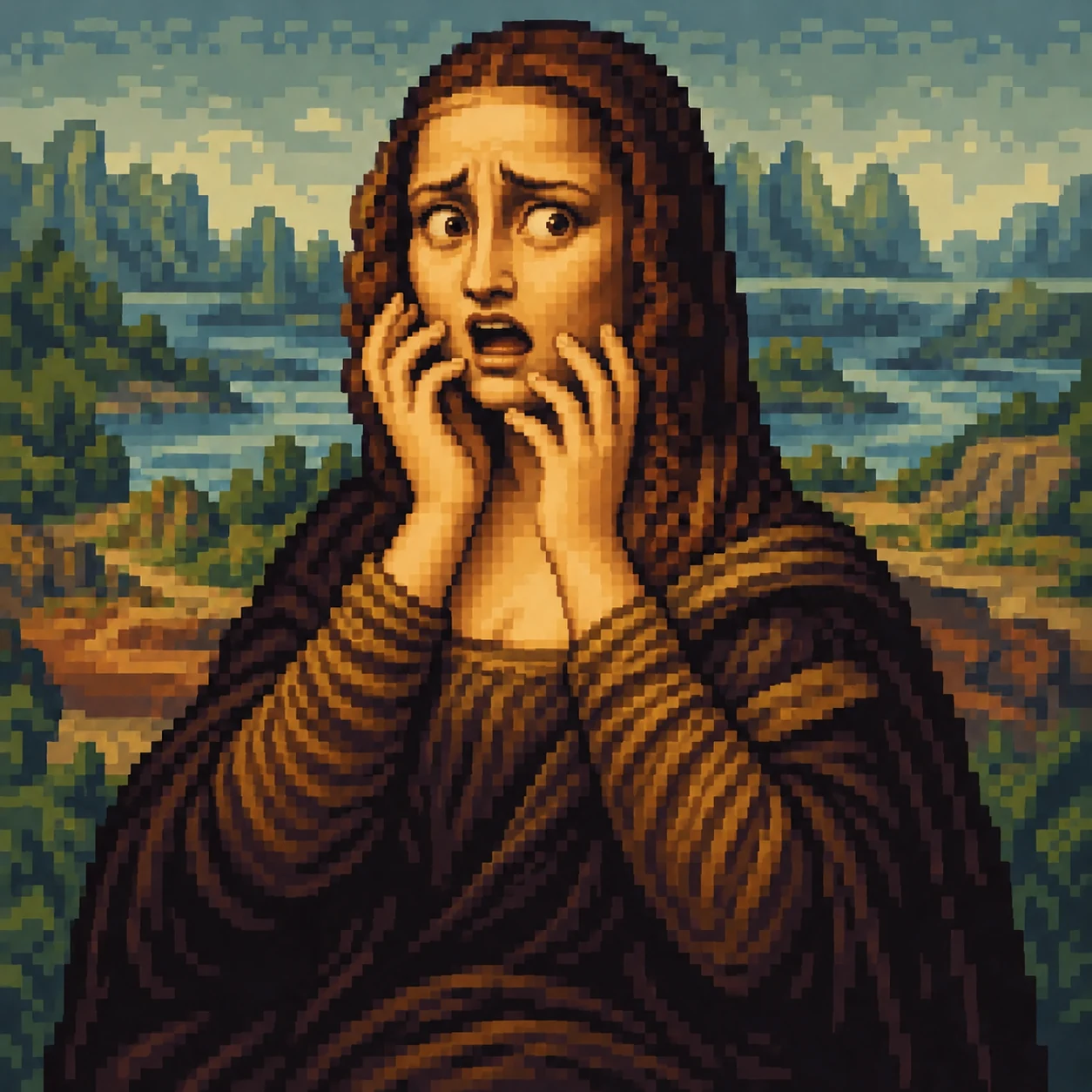Erschrockene Mona Lisa